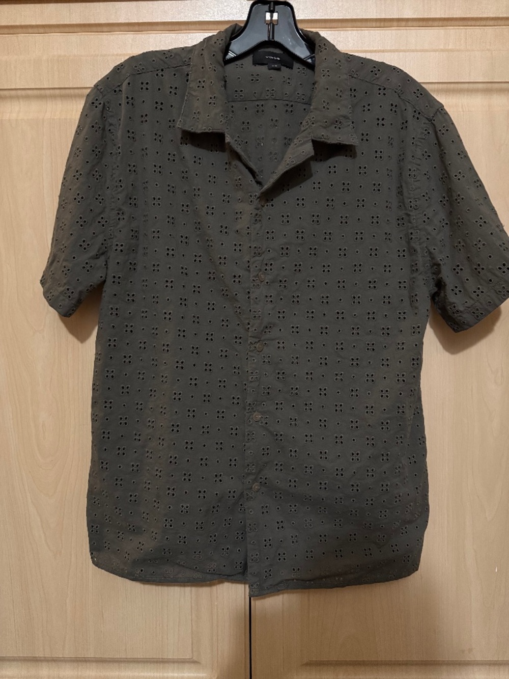 Vince Floral Eyelet Cotton Camp Shirt - size M